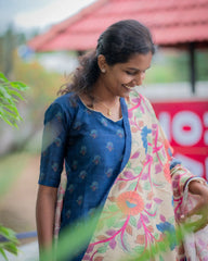 T086 Luxe - Majestic Blue Raw Silk Kurta Set