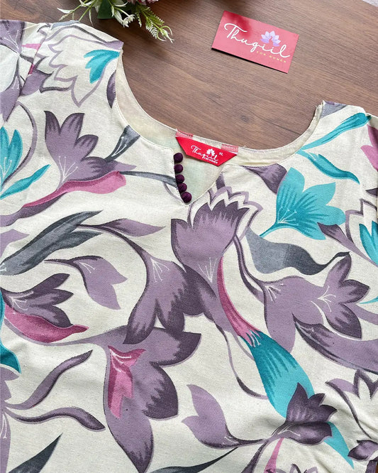 T138 Floral Printed Cotton Kurta