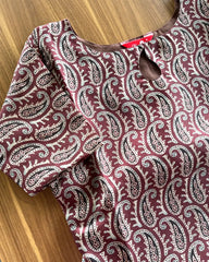 T065 Maroon Ethnic Mango Silk Kurta