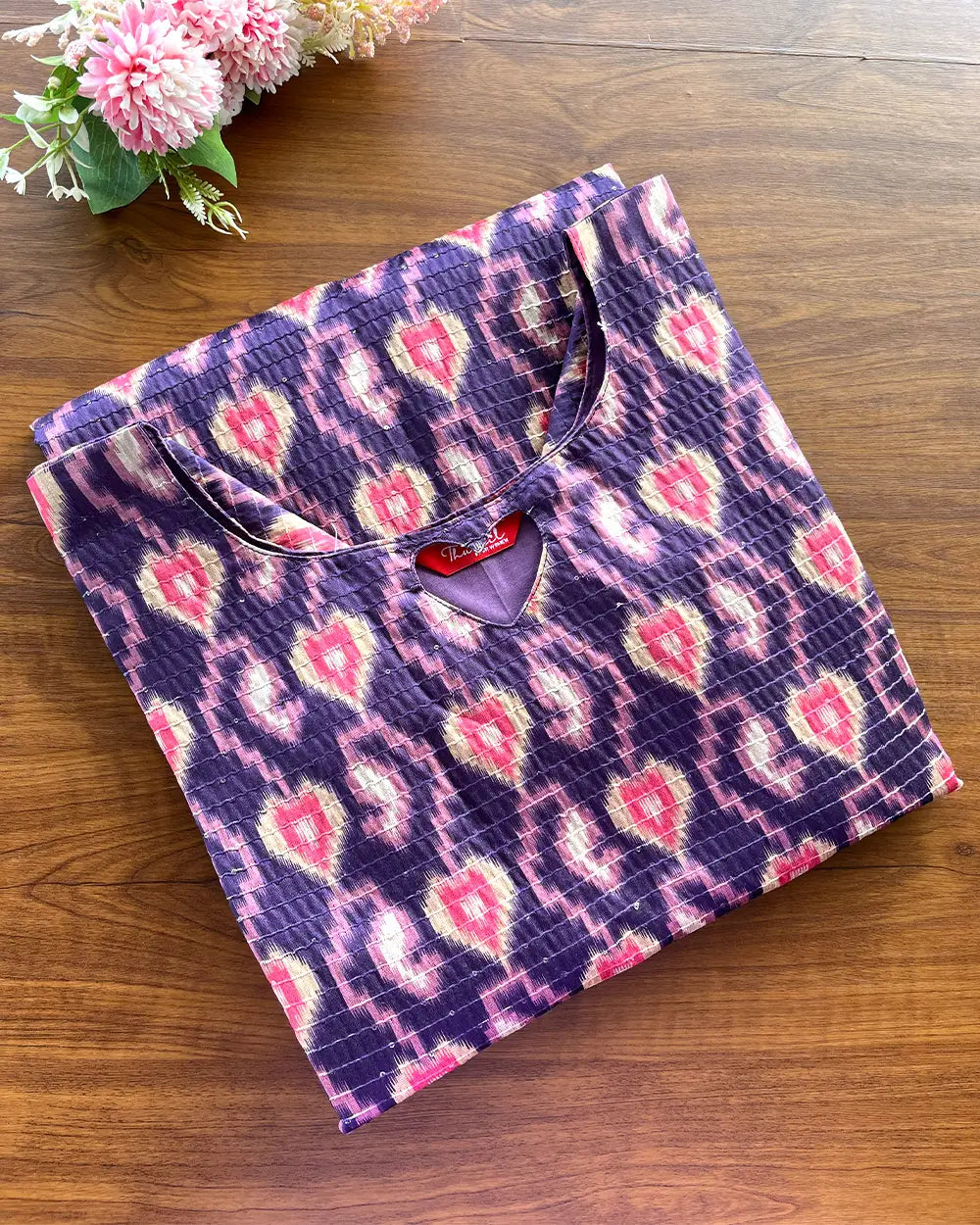 T184 Violet Chanderi Silk Kurta