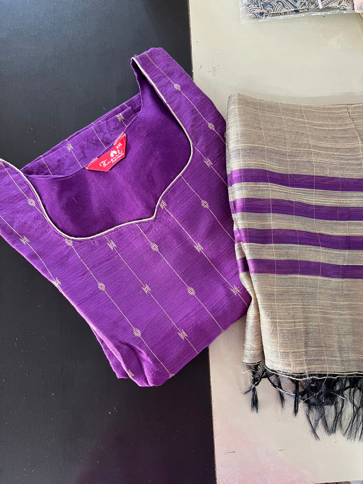 AS008  Raw Silk Kurta Set (Top pant dupatta)