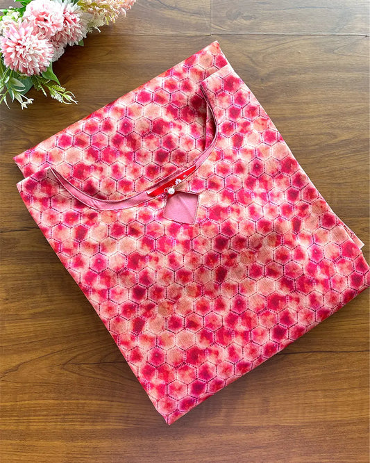 T190 Rani Pink Silk Kurta