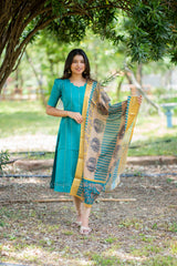 T528 Jivika (Teal) Kurta Set (Top-Dupatta)