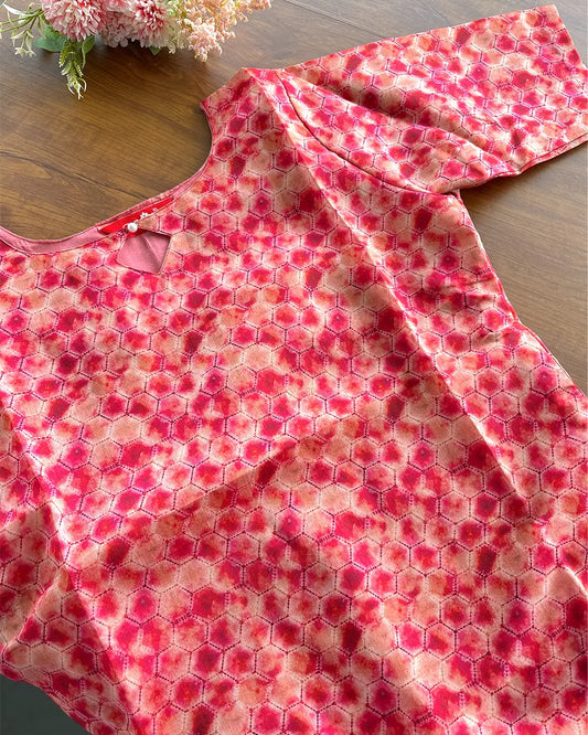 T190 Rani Pink Silk Kurta