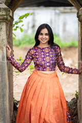 T501 Indhu (Orange) - Top & Skirt / Maxi