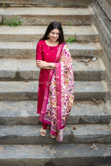T477 Indira (Rani Pink) - Kurta Set