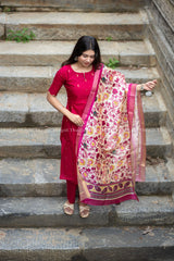 T477 Indira (Rani Pink) - Kurta Set