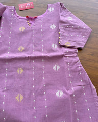 T142 Mauve Handloom Cotton Kurta Set