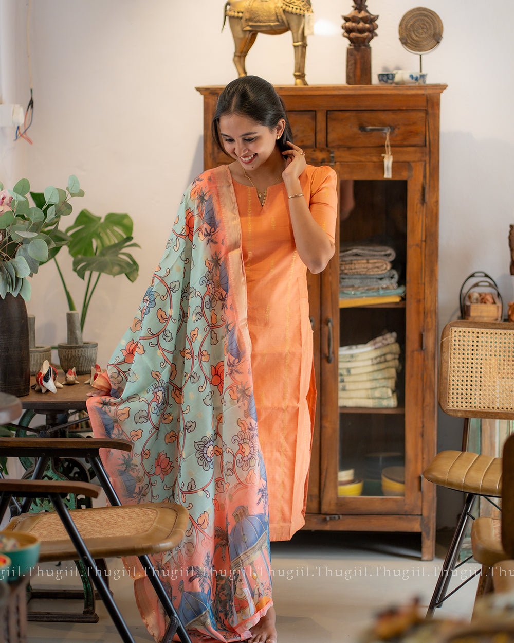 T434 Isha  - Kurta Set (Top - Dupatta)