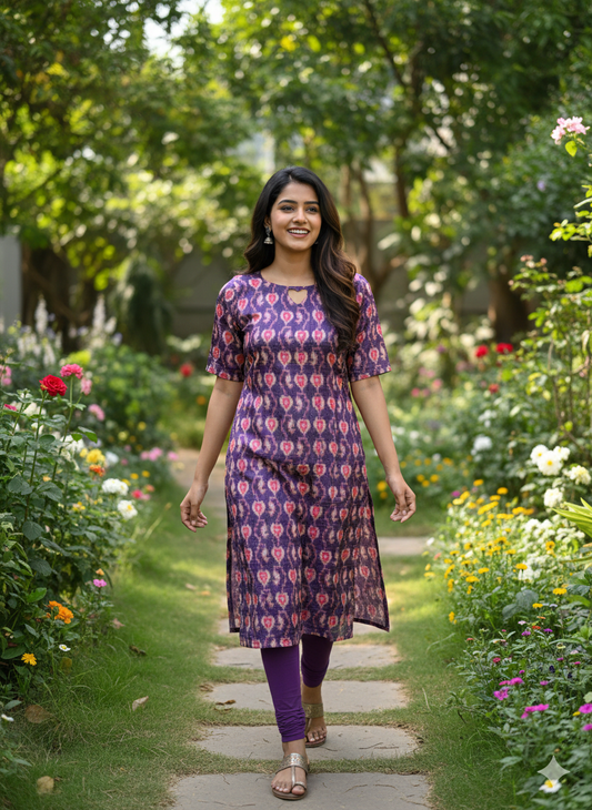 T184 Violet Chanderi Silk Kurta