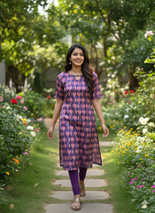 T184 Violet Chanderi Silk Kurta