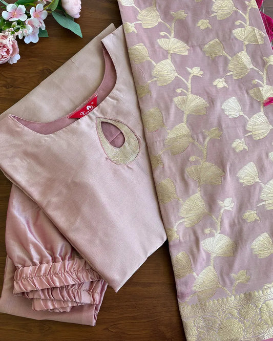 T167 Rose Gold Soft Silk Kurta Set