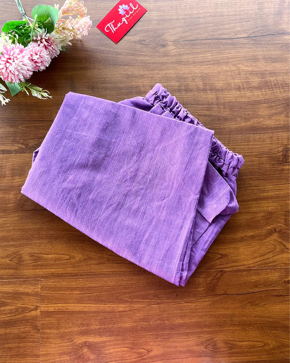 T196 Violet Slub Silk Kurta Set