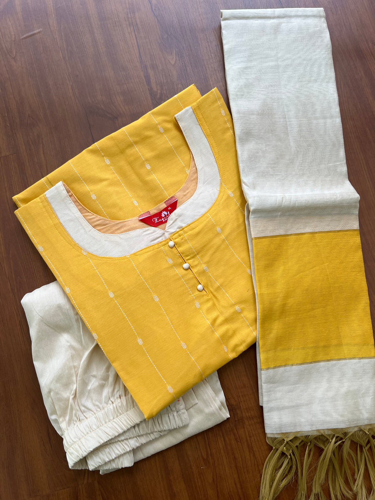 T088 Sunflower Butter Silk Kurta Set