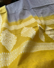 T104 Yellow-Grey Pure Linen Kurta Set (Pre order 15-20 days)
