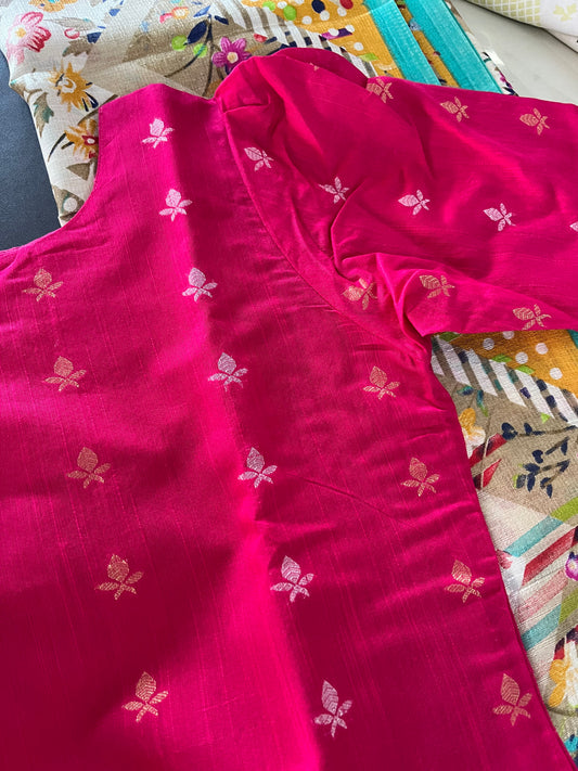 AS094 Slub Silk Kurta Set (Top dupatta pant )