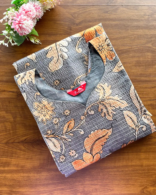 T183 Grey Chanderi Silk Kurta