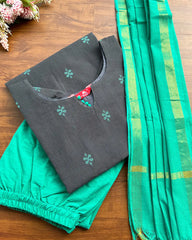 T240 Grey Cotton Kurta Set