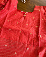 T122 Crimson Red Butter Silk Kurta Set