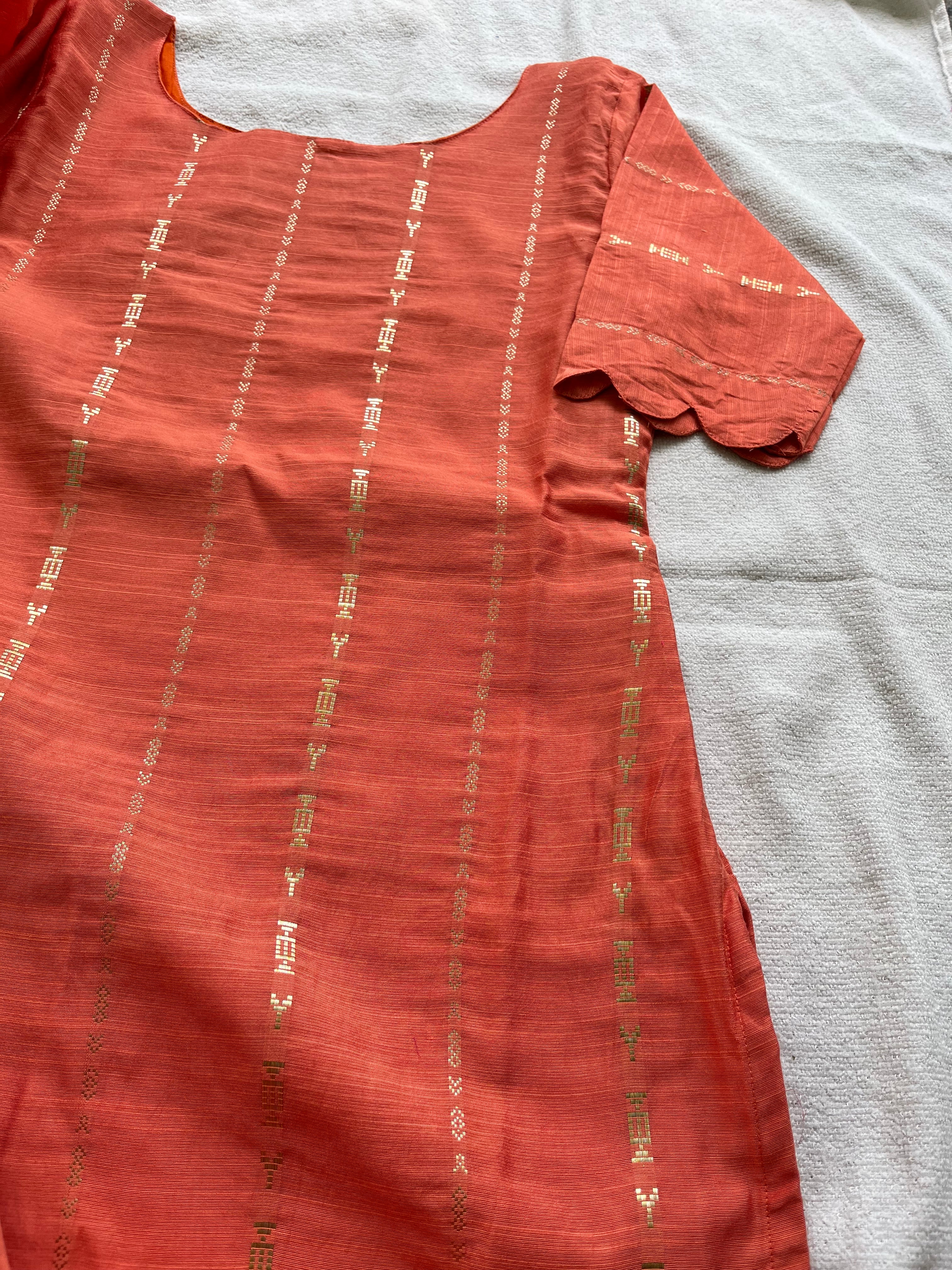 T087 Luxe - Peach Bloom Silk Kurta Set