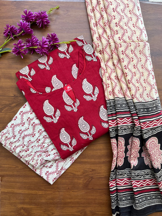 T355 Tharika - Cotton Hand-block Printed Kurta Set