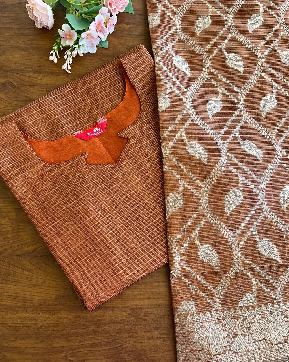 T117 Honey - Kota Banaras Kurta set (Top-Dupatta)