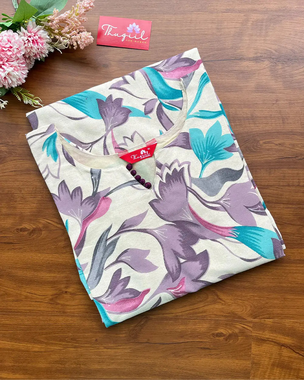 T138 Floral Printed Cotton Kurta