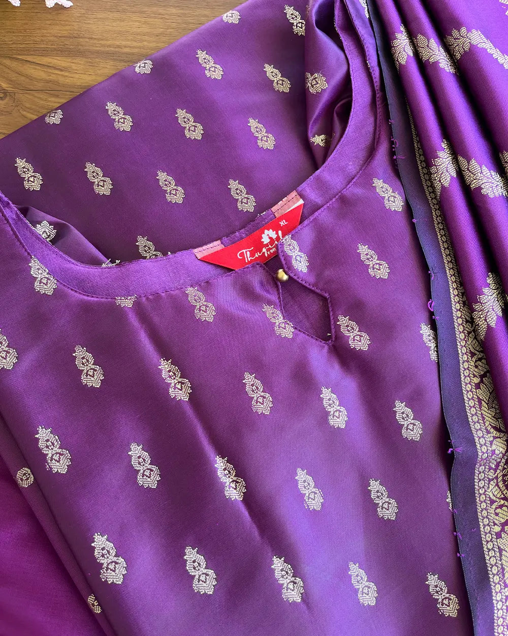 T121 Purple Soft Silk Kurta Set