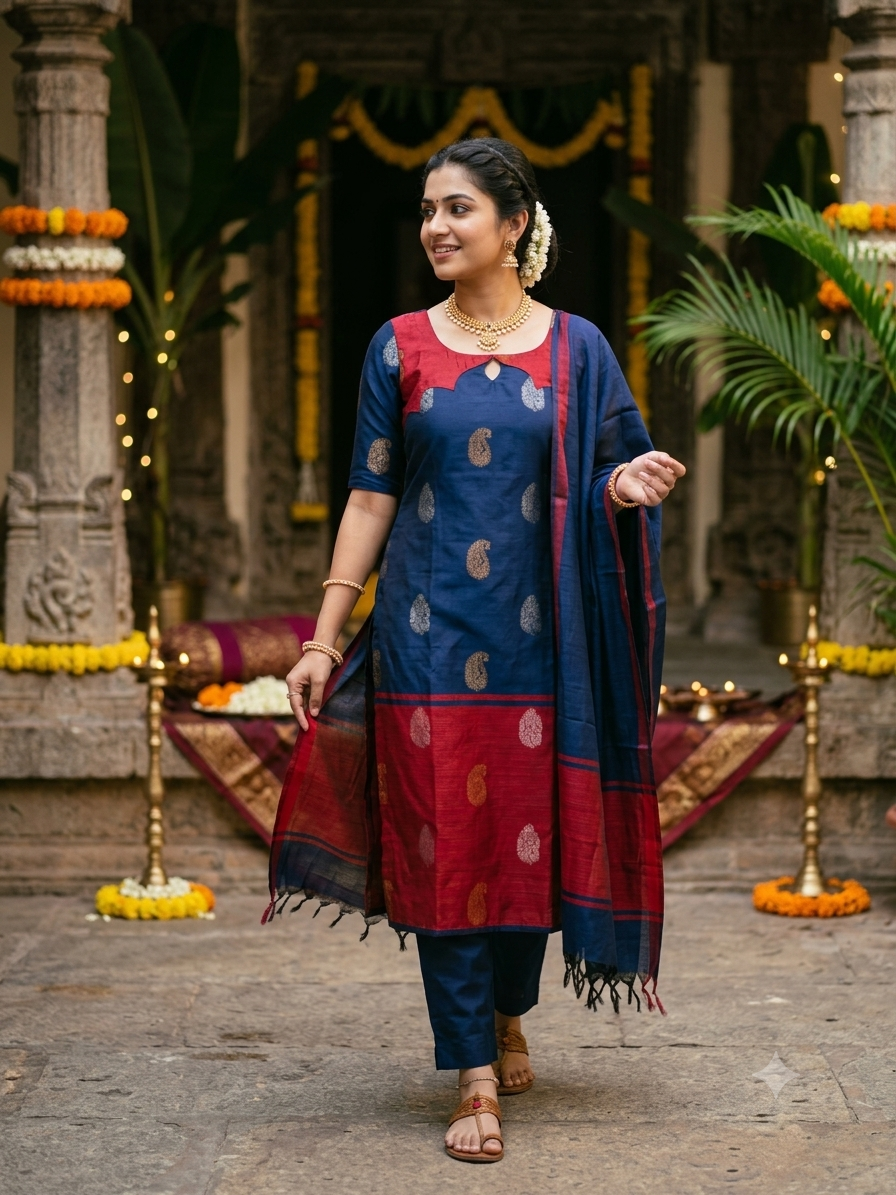 T495 Nandhini (Navy) - Kurta Set