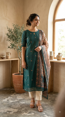 T467 Neela - Kurta Set (Top-Dupatta)
