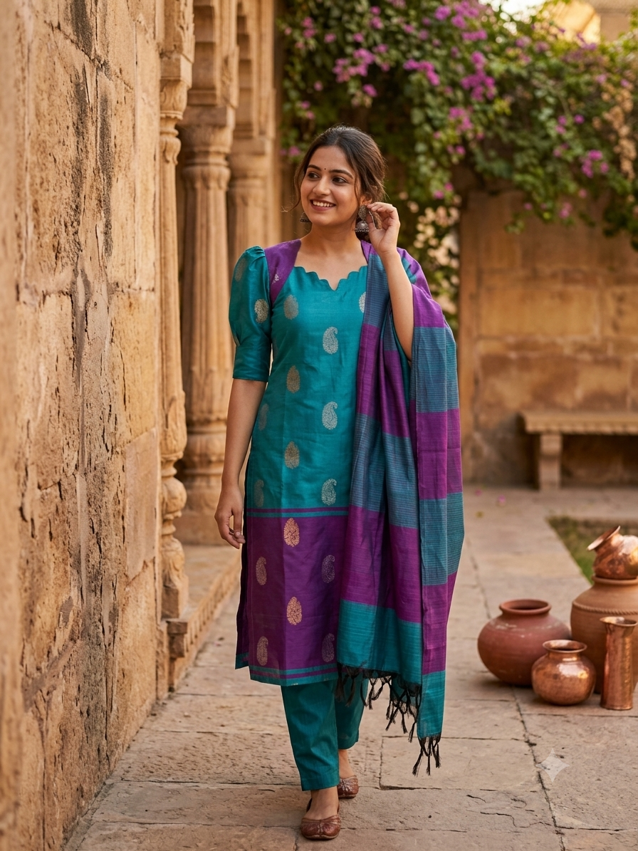 T493 Nandhini (Peacock) - Kurta Set