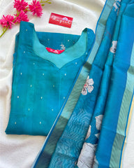T035 Peacock organza kurta set