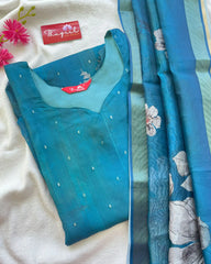 T035 Peacock organza kurta set