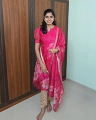 T036 Pink Organza Kurta Set