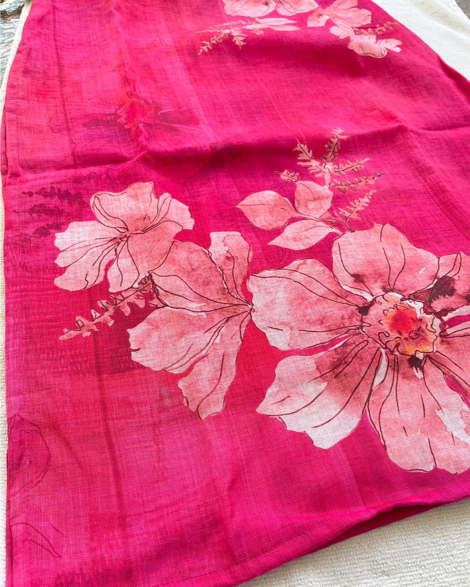 T037 Pink linen kurta set 3 pc