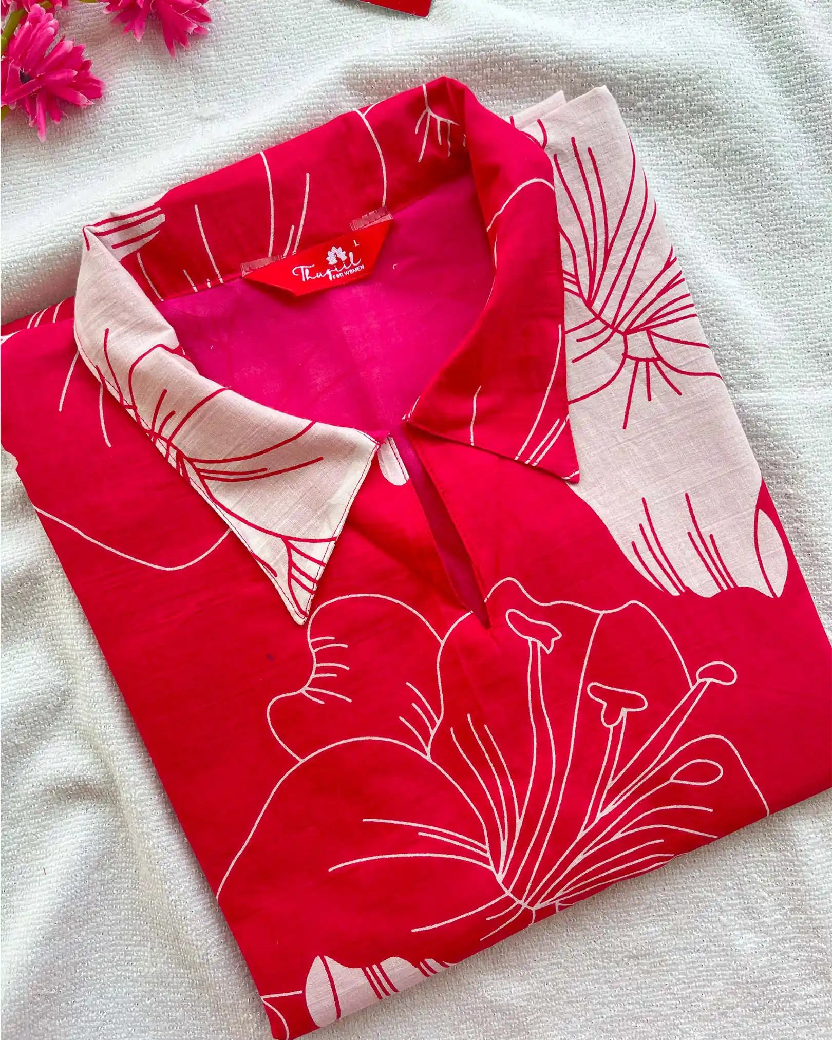 T039 Pink pure soft cotton kurta set