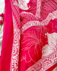 T039 Pink pure soft cotton kurta set