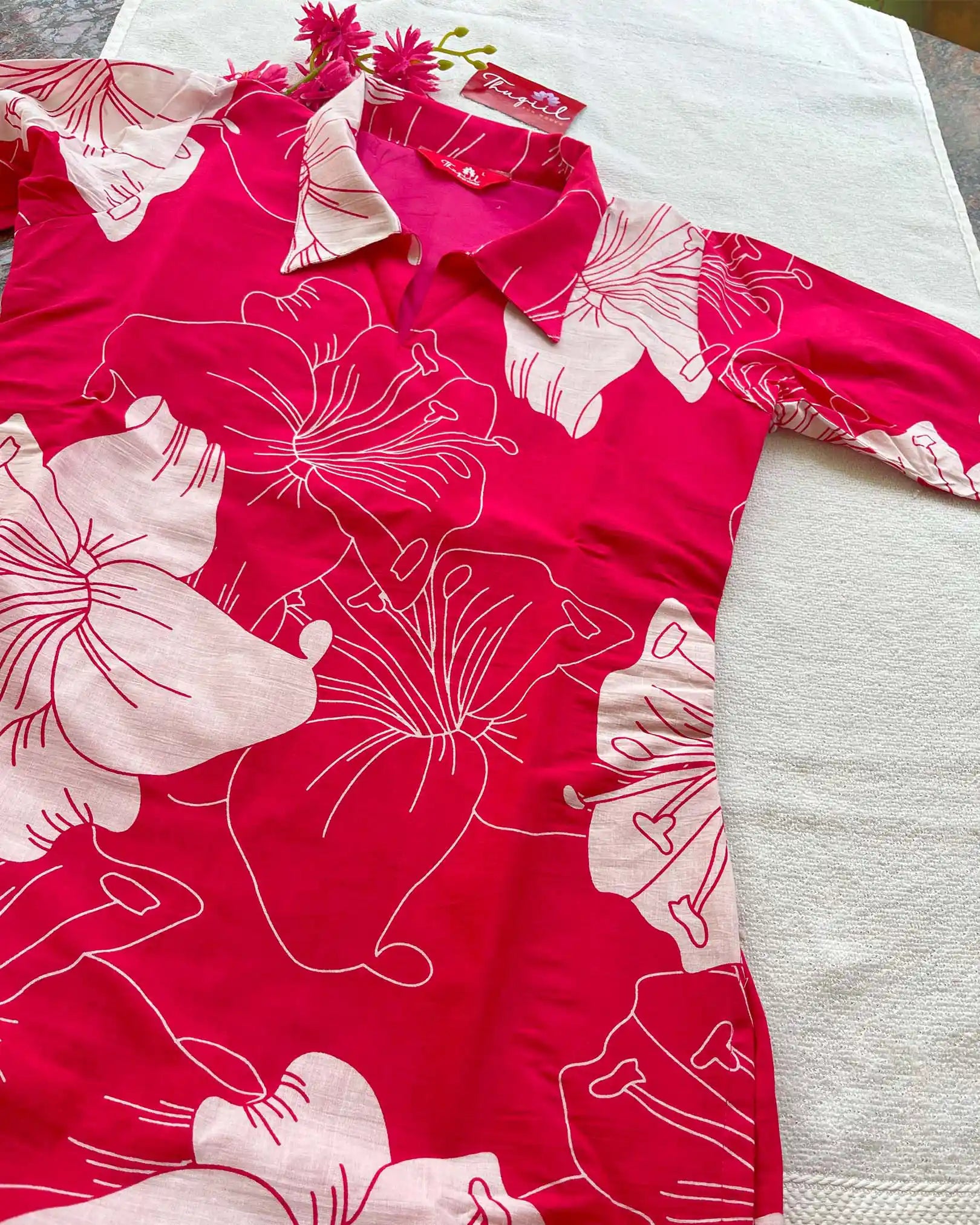 T039 Pink pure soft cotton kurta set