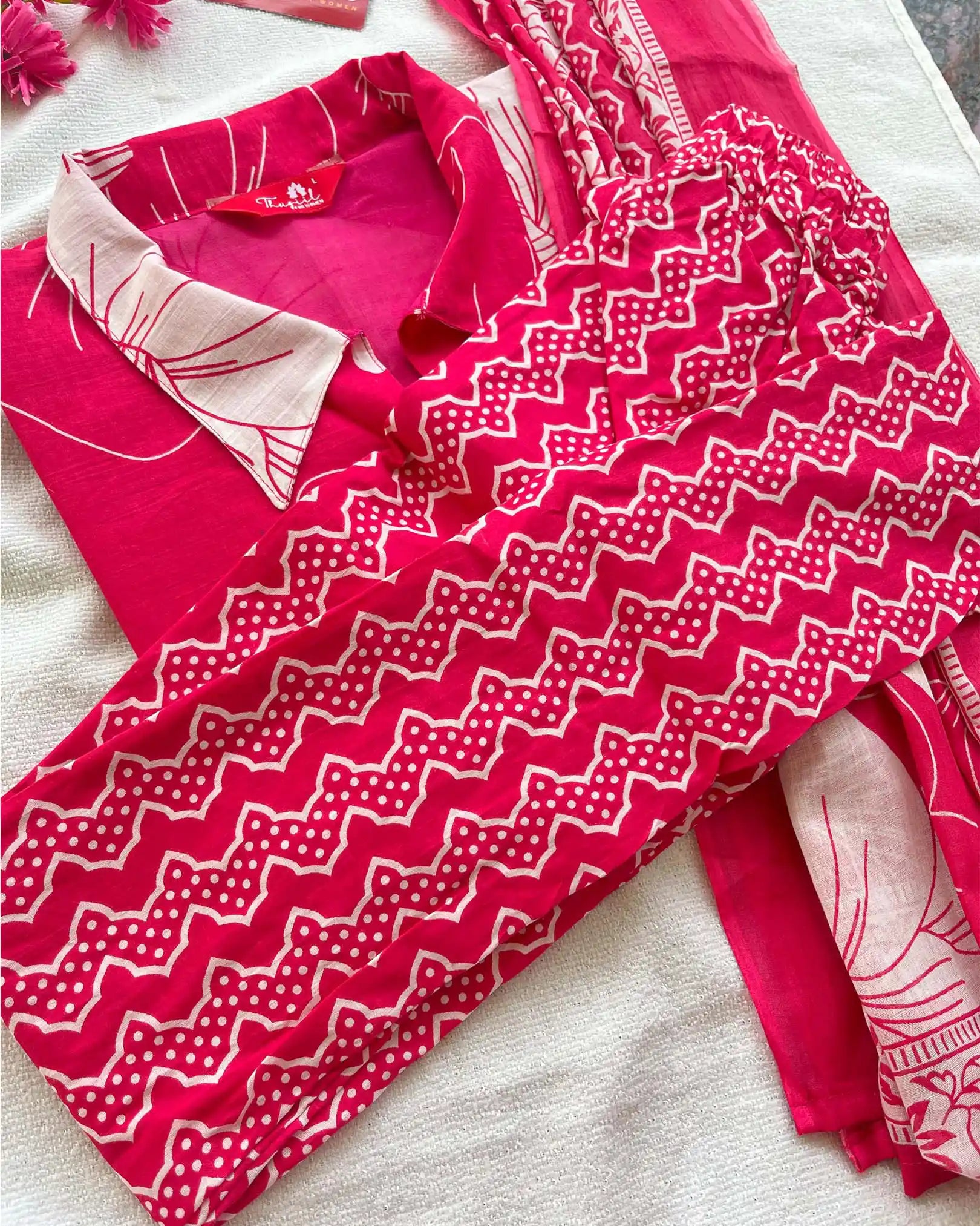 T039 Pink pure soft cotton kurta set