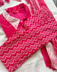 T039 Pink pure soft cotton kurta set