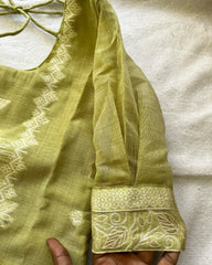 T049 LUXE Green jute silk kurta set (Top-Dupatta)