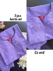 T082 2 in 1 Lavender Handloom Cotton Kurta Set