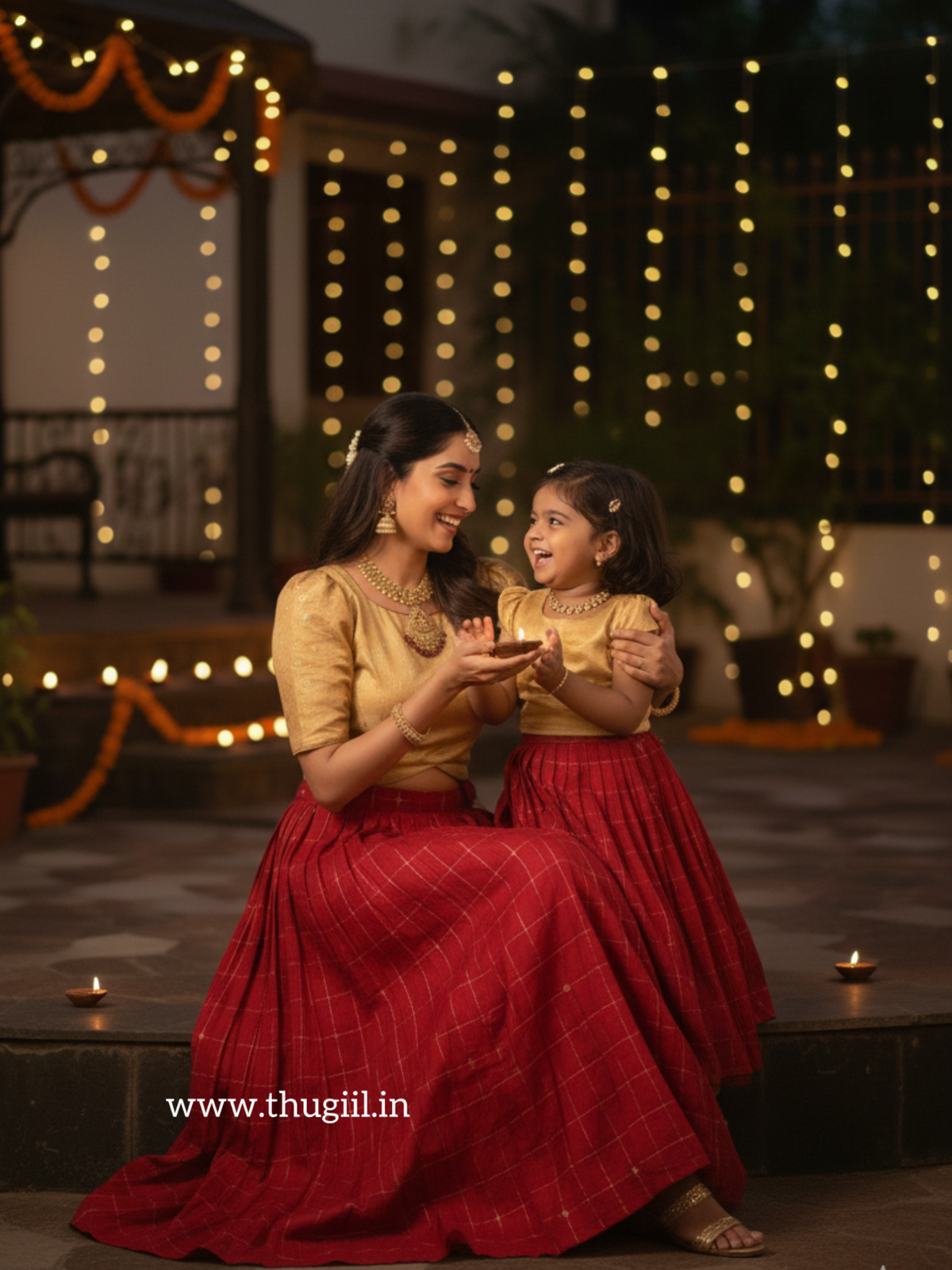 T100 Gold & Maroon Top-skirt