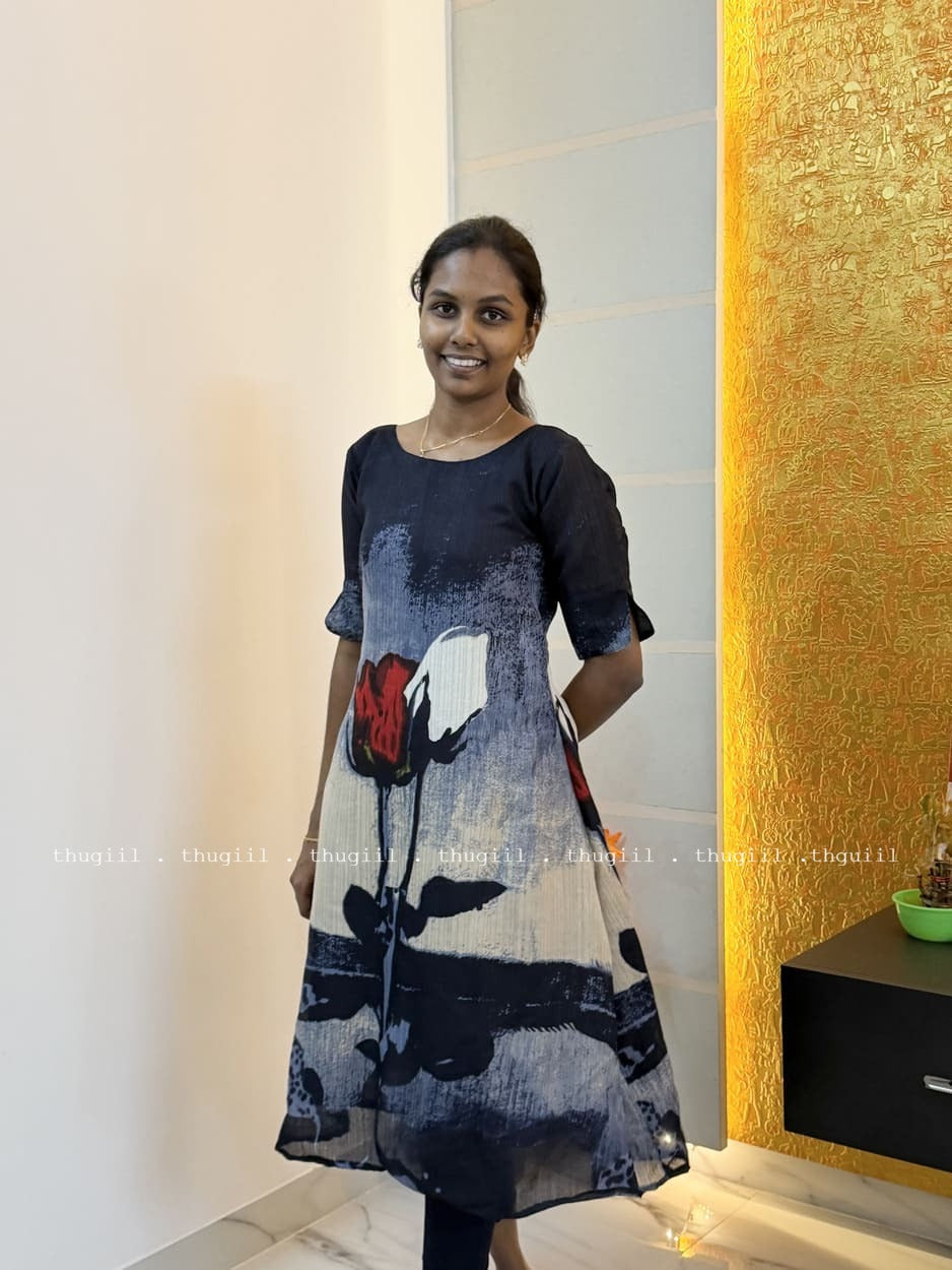 T306 Scarlet Petal Aline Kurta