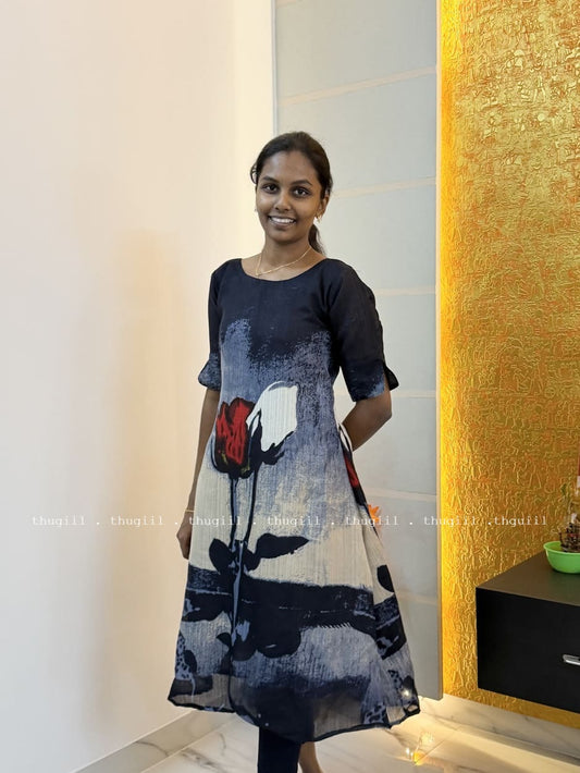 T306 Scarlet Petal Aline Kurta