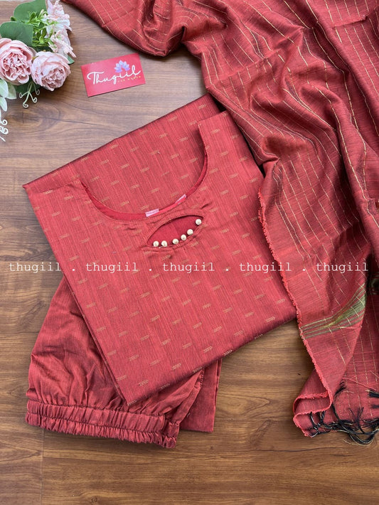 T251  Sindoori Silk Kurta Set