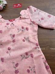 T255 PastelPink Floral Silk Kurta