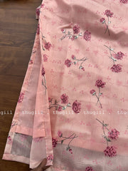 T255 PastelPink Floral Silk Kurta