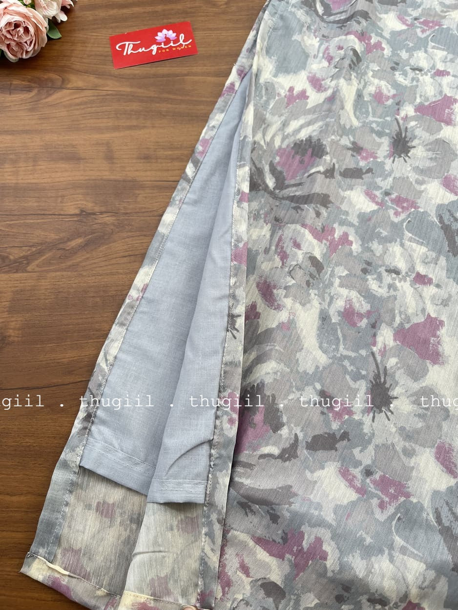 T258 Luna Grey Chanderi Kurta