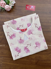 T253 Pink Floral Silk Kurta